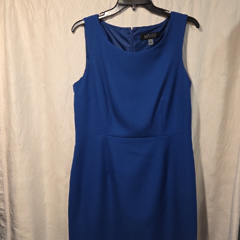Kasper Blue Sheath Midi Dress for Cocktail Events